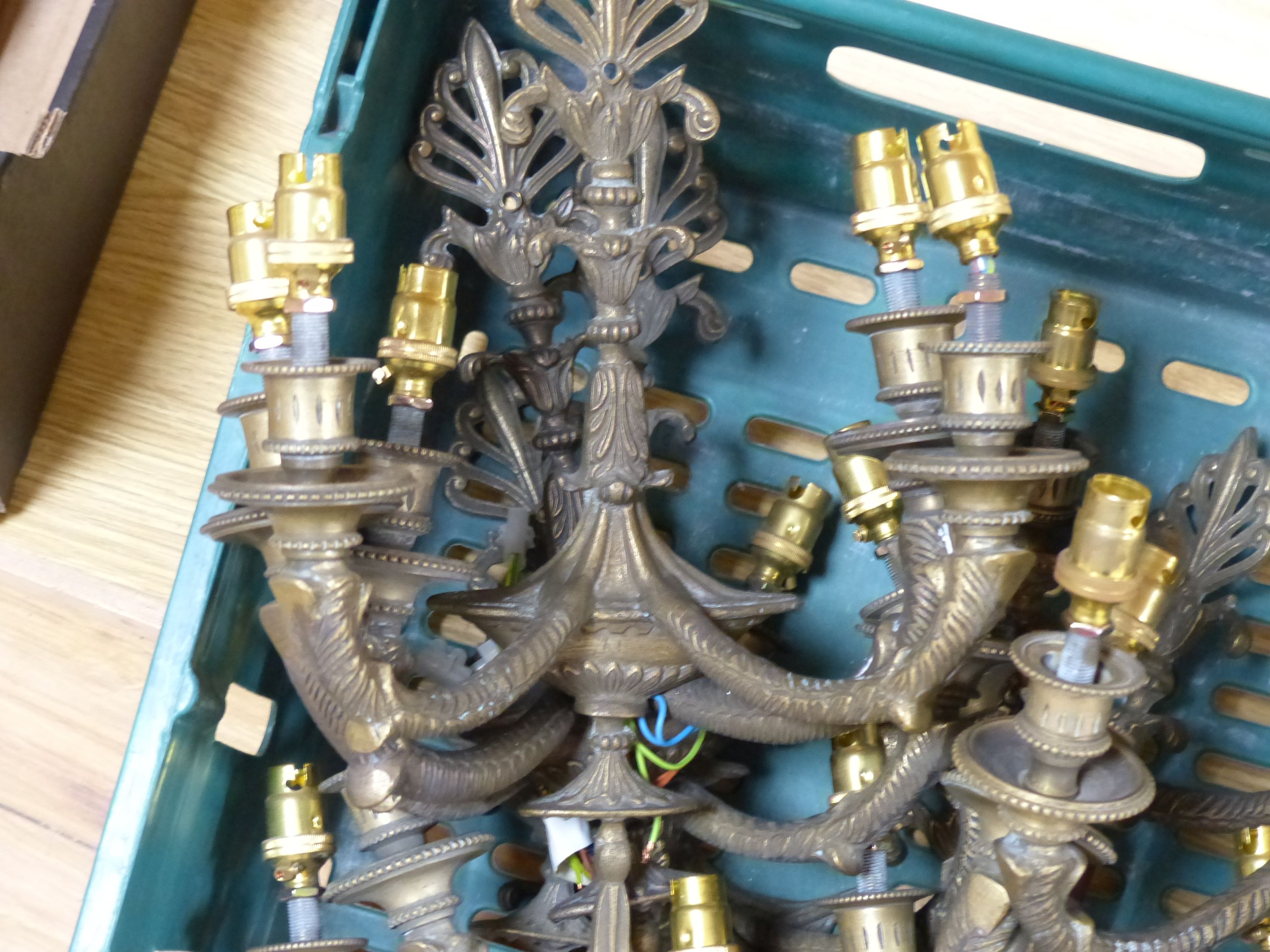 A group of Adam style gilt metal twin branch wall lights